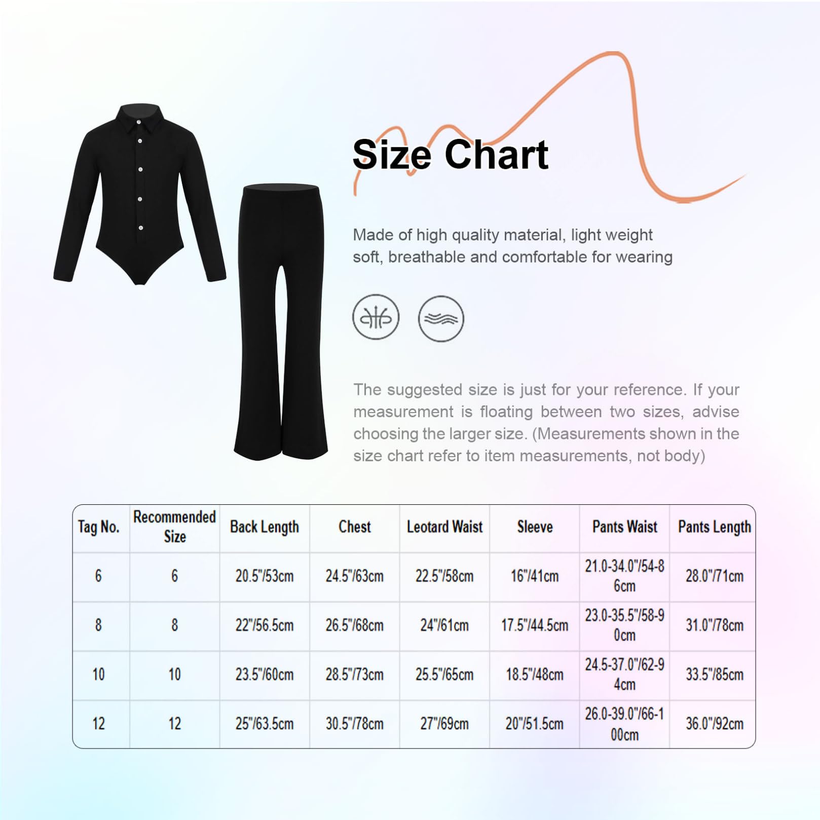 ranrann Enfant Garçon Ensemble Tenue Danse Latine Tango Jazz Justaucorps Manches Longues avec Pantalon Evasé Costume Danse de Salon