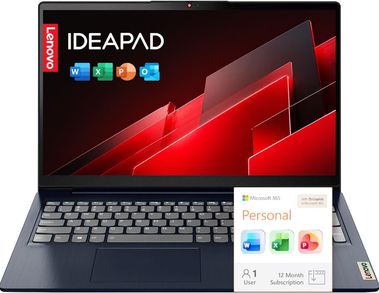 Lenovo IdeaPad Slim 3 15.6" FHD Business Laptop Computer, 2026 Edition, Intel N150 CPU, 8GB DDR5 RAM, 128GB SSD, Windows 11 Home with Microsoft 365