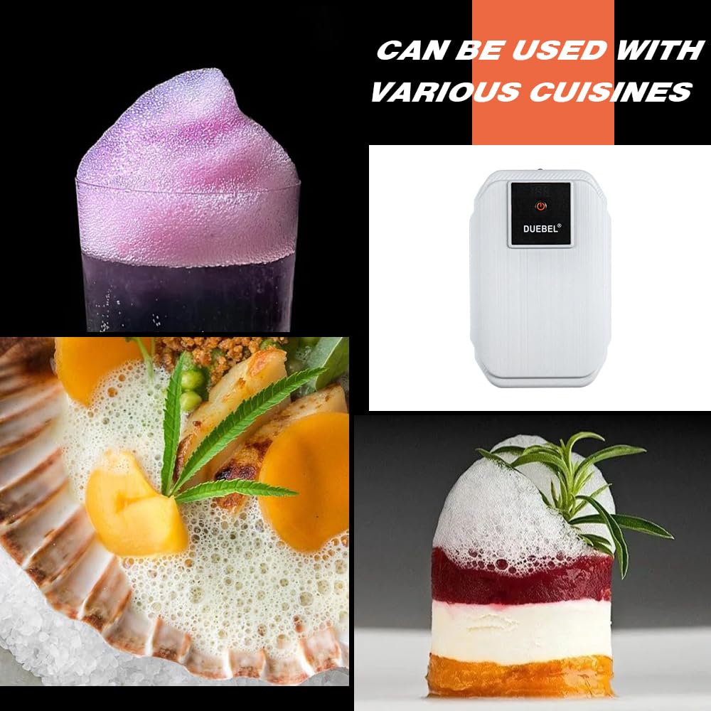 DUEBEL Schaumgenerator-Kit für Molekulare Gastronomie Kochen - Wiederaufladbares tragbares effizientes Schaumherstellungs-Kit für Lebensmittel, kreatives Kochwerkzeug für progressive Küche, Weiß