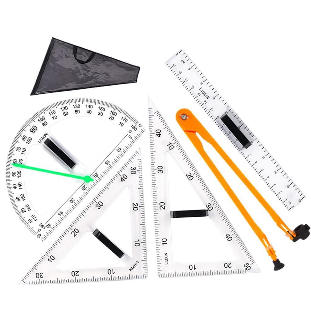 Mathematik set Messwerkzeug Dreieck Lineal für Lehrer Schüler Zeichenunterricht Heimarbeitsplatz, 5 Stück
