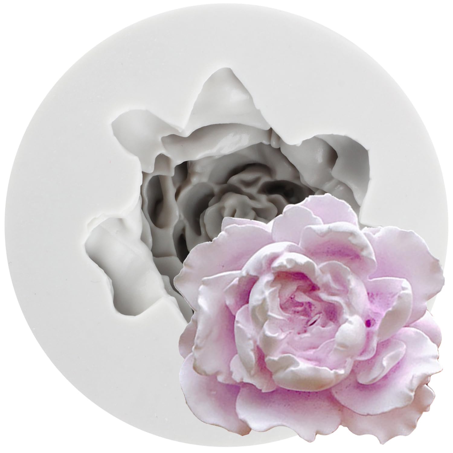 MINFEIDMS Peony Flower Silicone Mould Flower Fondant Cake Moulds for Cake Decoration Cupcake Topper Candy Chocolate Gum Paste Polymer Clay