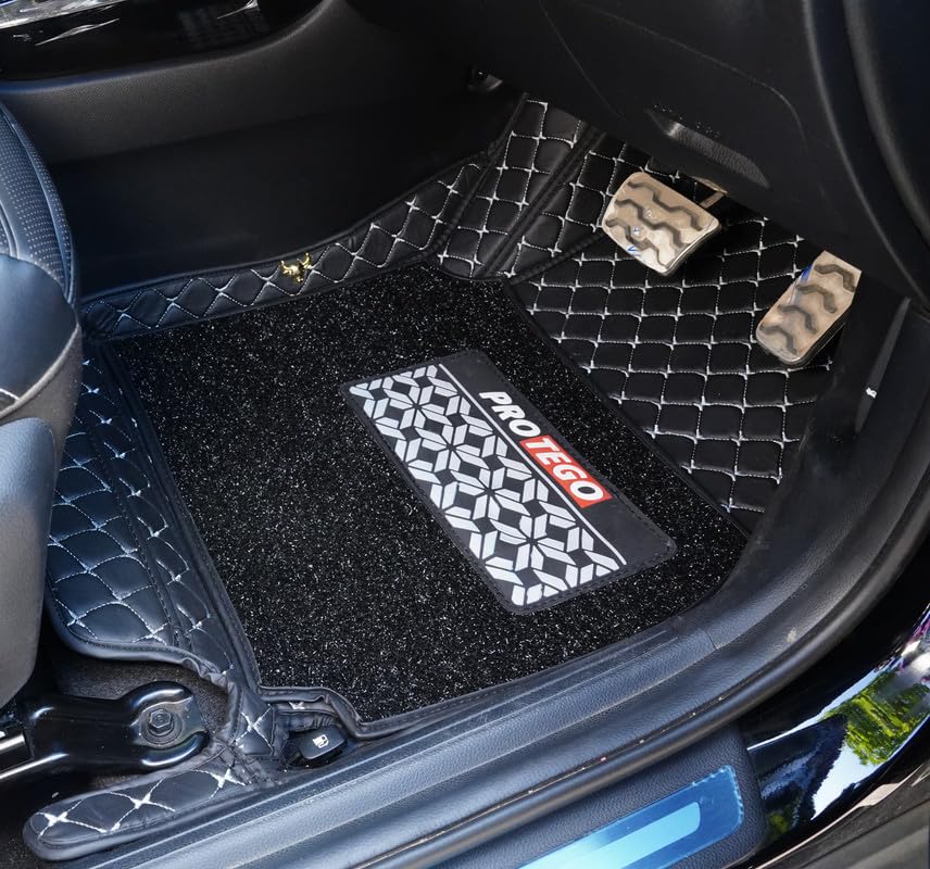 Image of PROTEGO 7D 7-Layer Car Mats Full Set Custom Fit for Toyota Innova Crysta | Double-Stitched PU Leather + Velcro Bottom for Anti-Slip Grip| Mono Grass, Heavy Duty Vinyl, Non Woven Fabric, Soft Foam, XPE