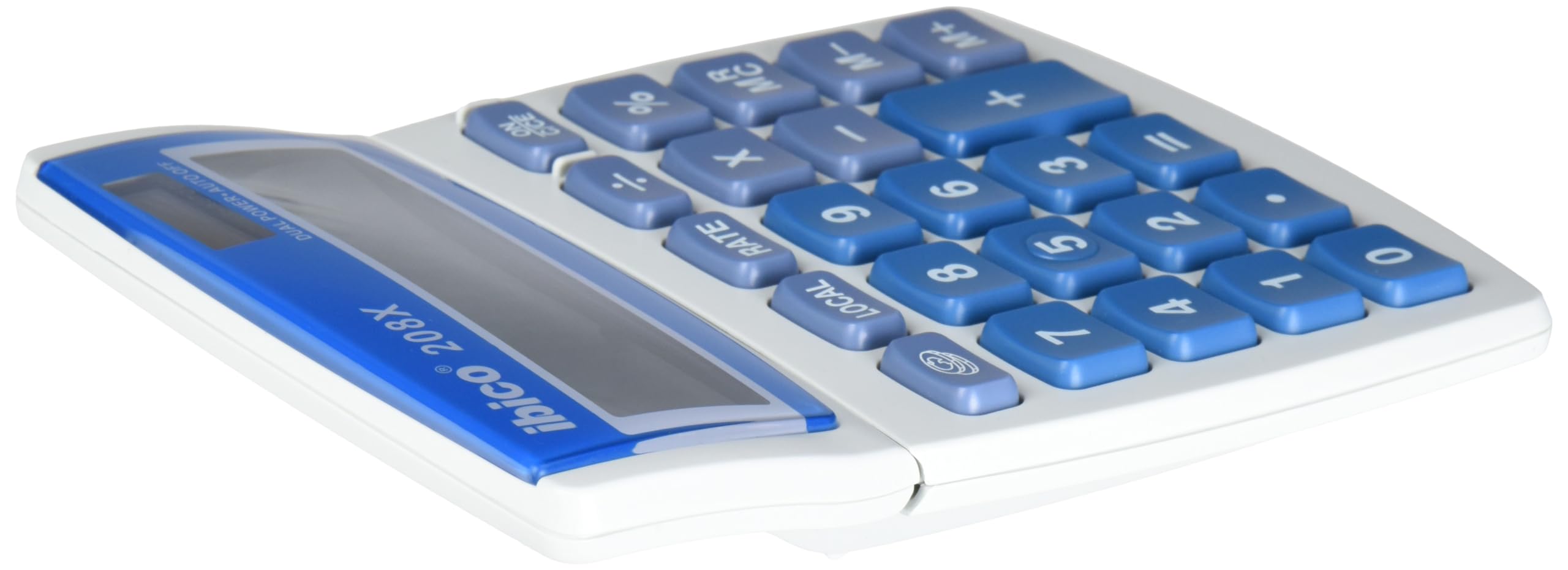 Ibico, Calculatrice de bureau 208X, compacte pour le bureau, la maison et l’école, Blanc/Bleu, 133 x 106 x 26 mm, IB410062