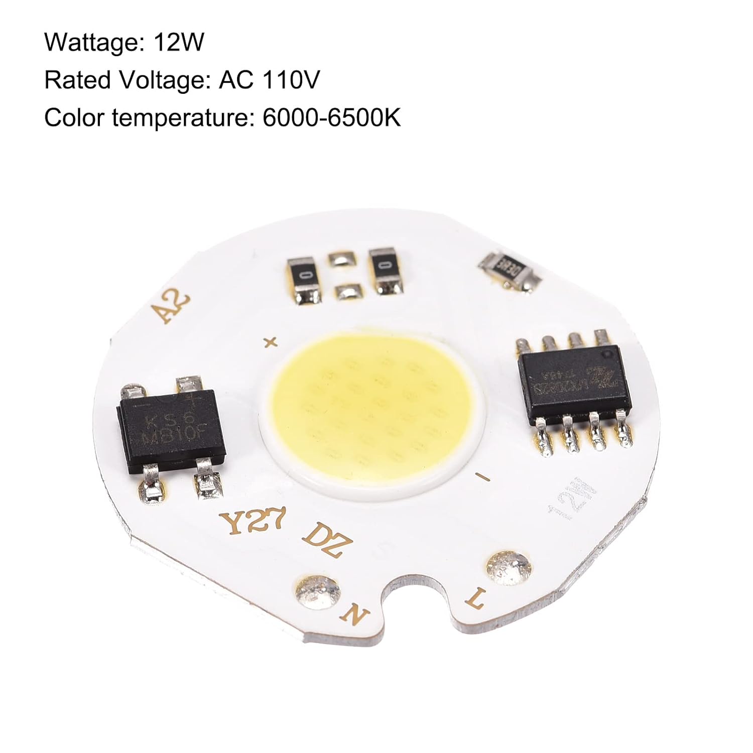 MECCANIXITY LED Chip Bulb 110V 12W Cool White 6000-6500K Driver Free High Power Floodlight Lamp Module Aluminium Board 2 Pack