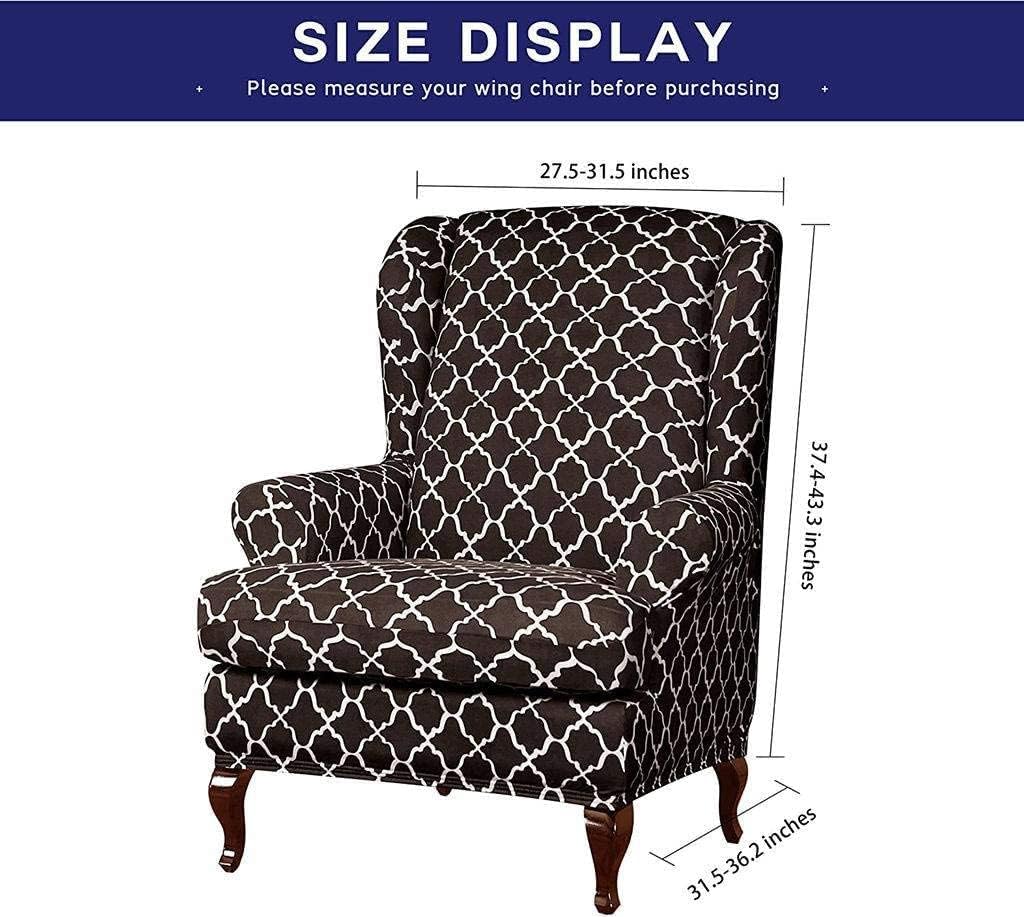 Sofa Covers Stretch Wing Chair Slipcovers,Armchair Covers Ultra Soft Polyester Fabric,Modern Printed Pattern Stretch Sofa Slipcover Furniture Protector (Color : Gray, Size : 2 Piece)