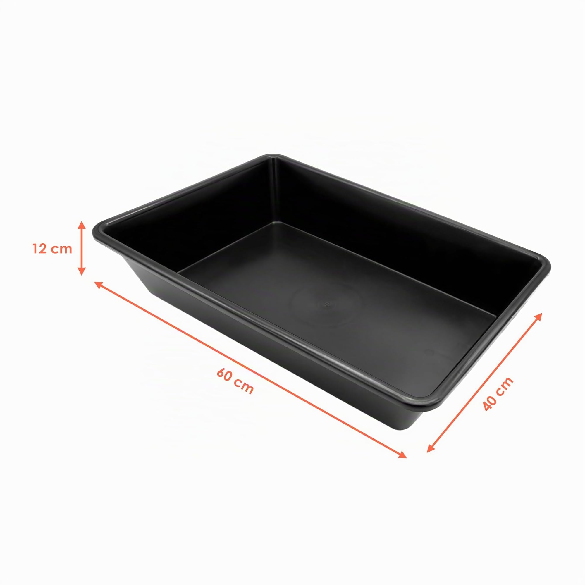 Bandeja multiusos negra 60x40 cm multifunción 20 litros rectangular mortero cubo cocina jardín macetero gato