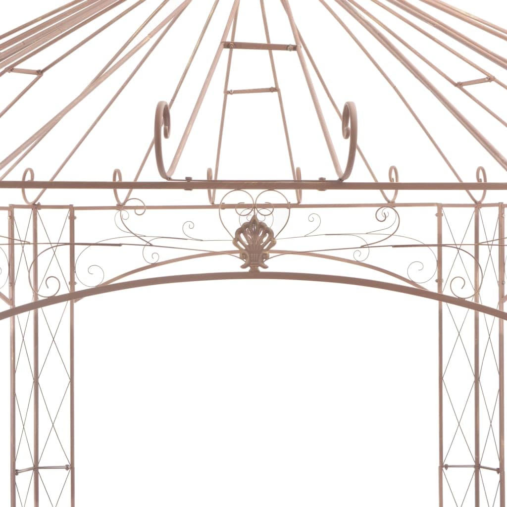 vidaXL Gartenpavillon Pavillon Rankhilfe Rosenbogen Rankgitter Eisenpavillon Metallpavillon Rosenspalier Pergola Garten Terrasse Antikbraun 4m Eisen