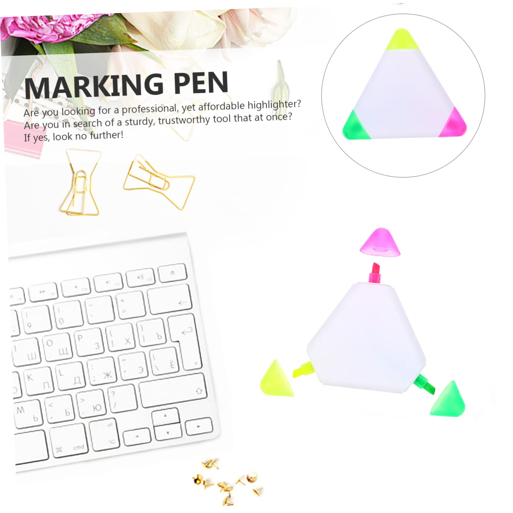 Operitacx 30 Pezzi Evidenziatori Fluorescenti Triangolari Colorati Ergonomici per Scuola e Ufficio Punta Liscia per Scrittura Facile e Impugnatura
