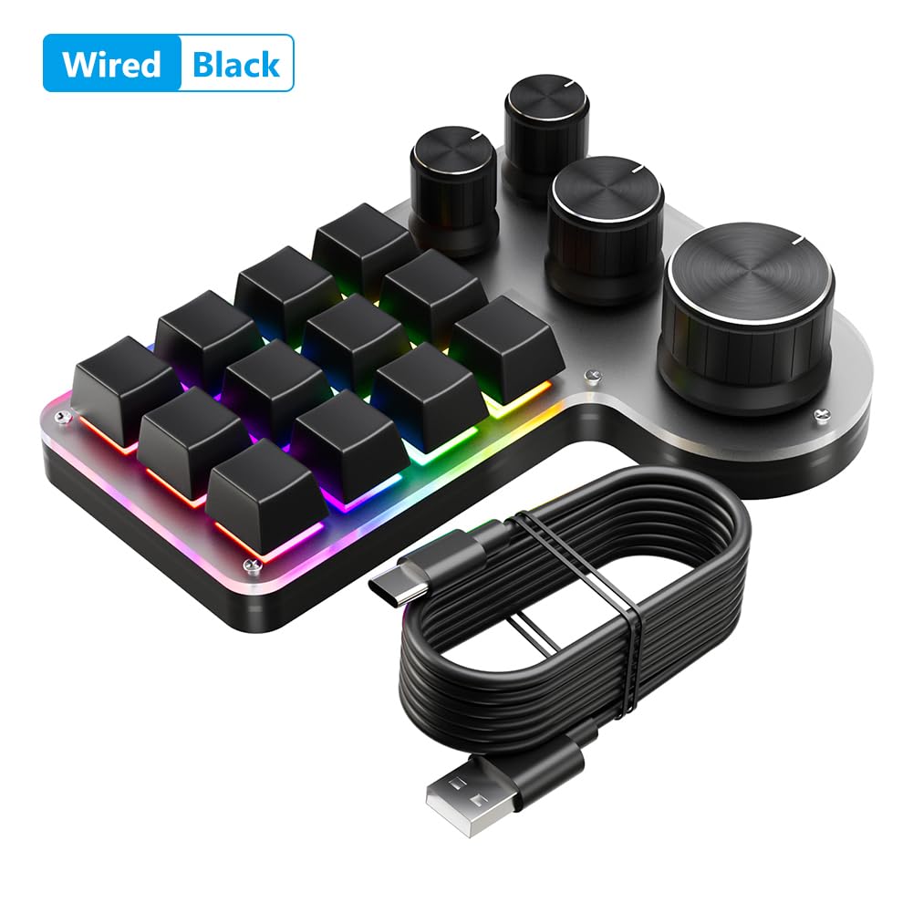 RGB USB Przewodowa/kompatybilna z Bluetooth mechaniczna klawiatura do gier Red Switch z możliwością wymiany podczas pracy 12 klawiszy 4 pokrętła Programowanie makro Niestandardowa klawiatura do