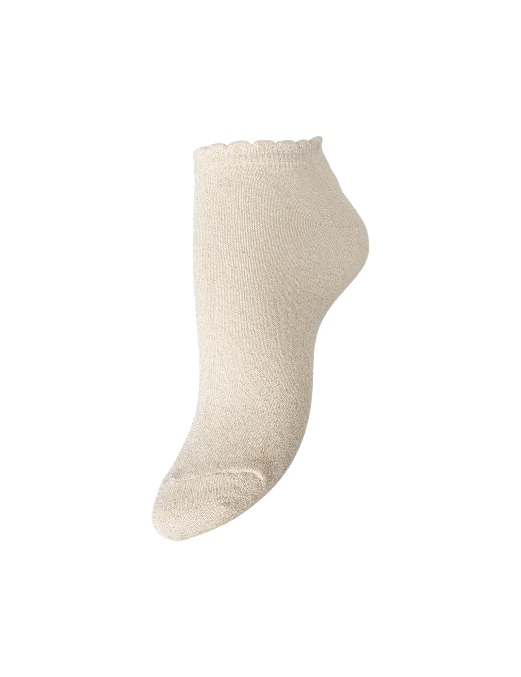 PIECES Women's PCSEBBY Glitter Sneaker Socks, Birch, 17120149