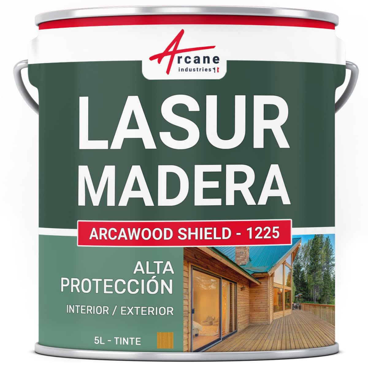 Lasur Madera Exterior Interior Satinado Resiste UV 5 L Pino Nórdico | Lasur para Madera Interior y Exterior, Satinado, Resiste Uv e Intemperie, Protege la Madera - Arcane Industries