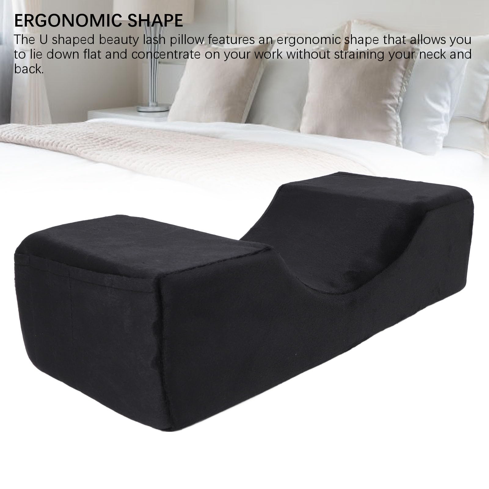 Cuscino Ergonomico In Memory Foam Per Extension Ciglia - Con Fessure Per Pinzette, Nero/Grigio - 3