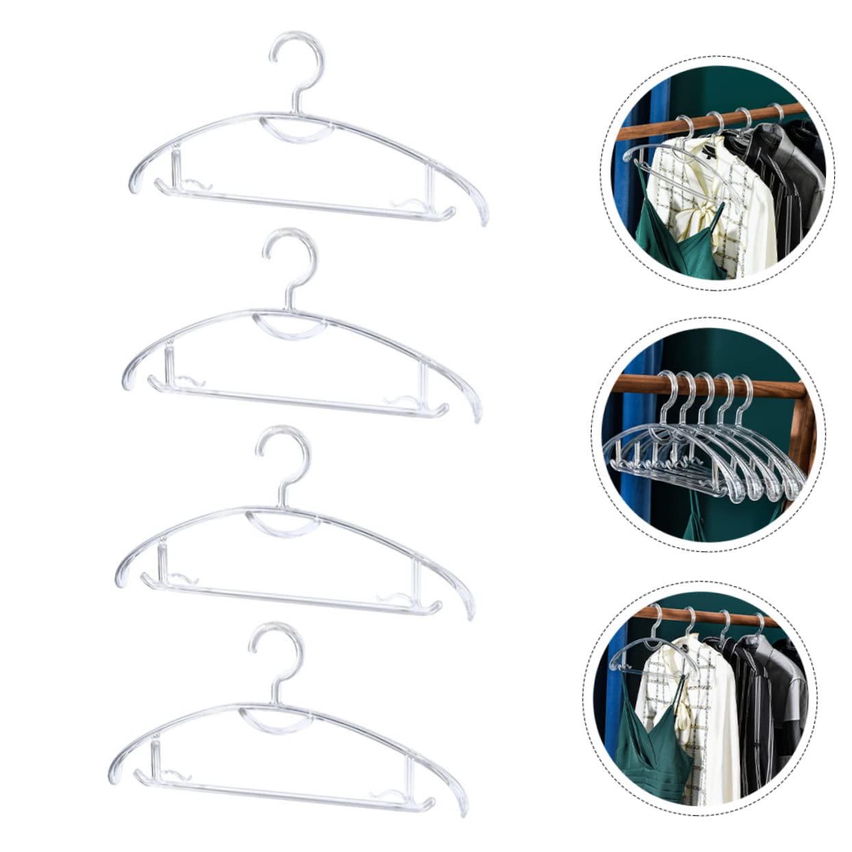 VILLFUL 4pcs Adult Seamless Hanger Hangers for Skirts Clothing Rack Coat Hangers Convenient Hanger Clothing Hangers Jackets Hangers Wide Shoulder Hangers Transparent Plastic