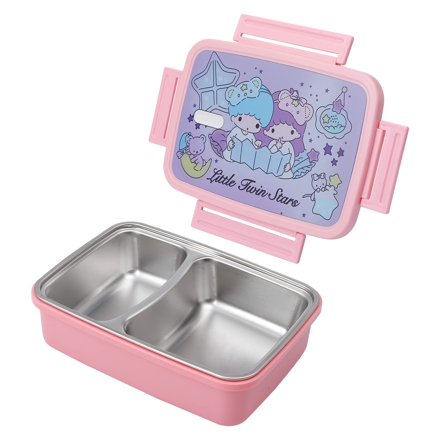 G-Ahora Versatile 2-Compartment Hello Kitty Stainless Steel Bento Lunch Box, Kitty Cat Lunch Box, Leak-Proof Lunchbox Bento Box with Utensil Set for Dining Out, Work, Picnic(LBOX Star-A)