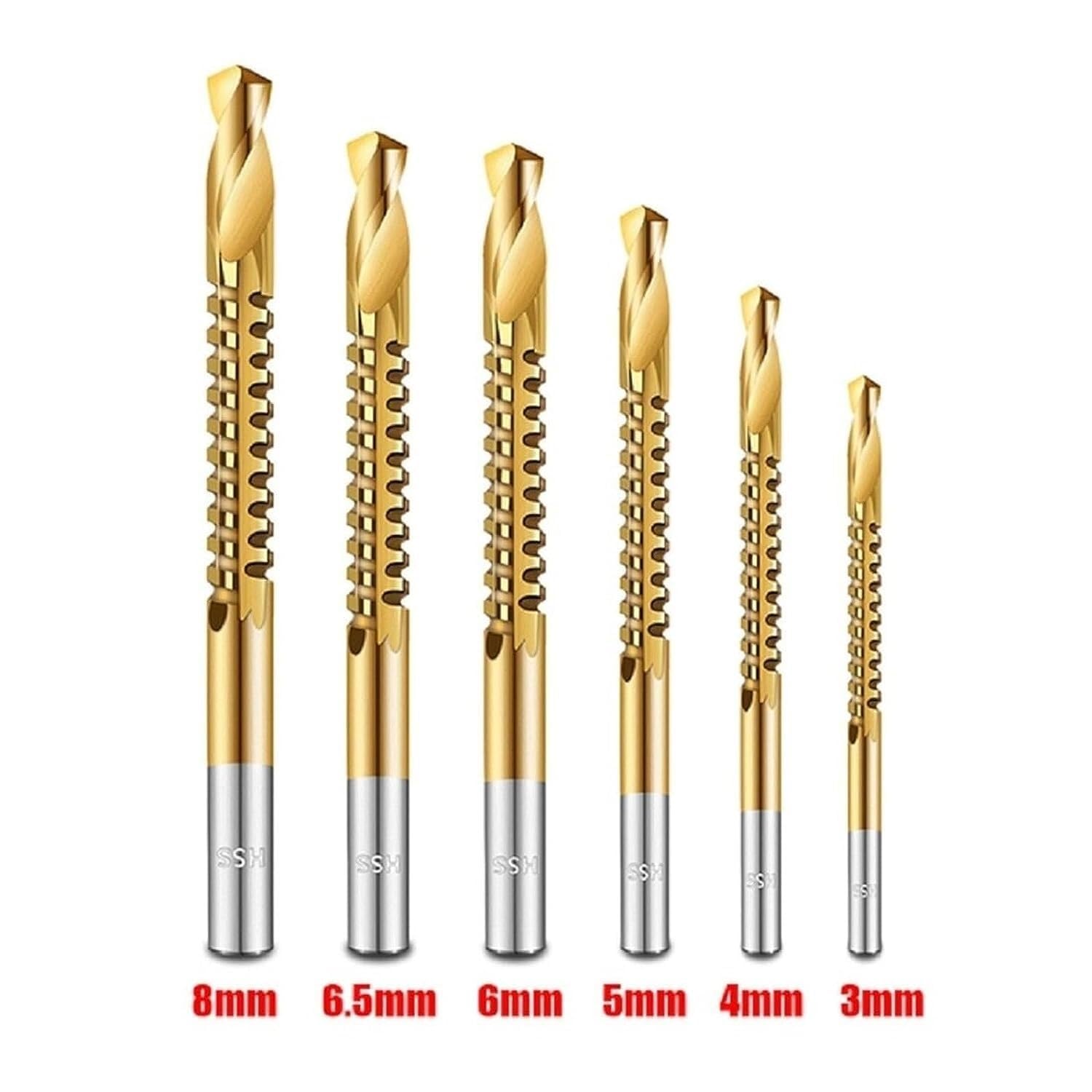 Juego De 6 Brocas De Cobalto, Broca Espiral Métrica Compuesta, Broca Helicoidal para Madera, para Corte Y Perforación.