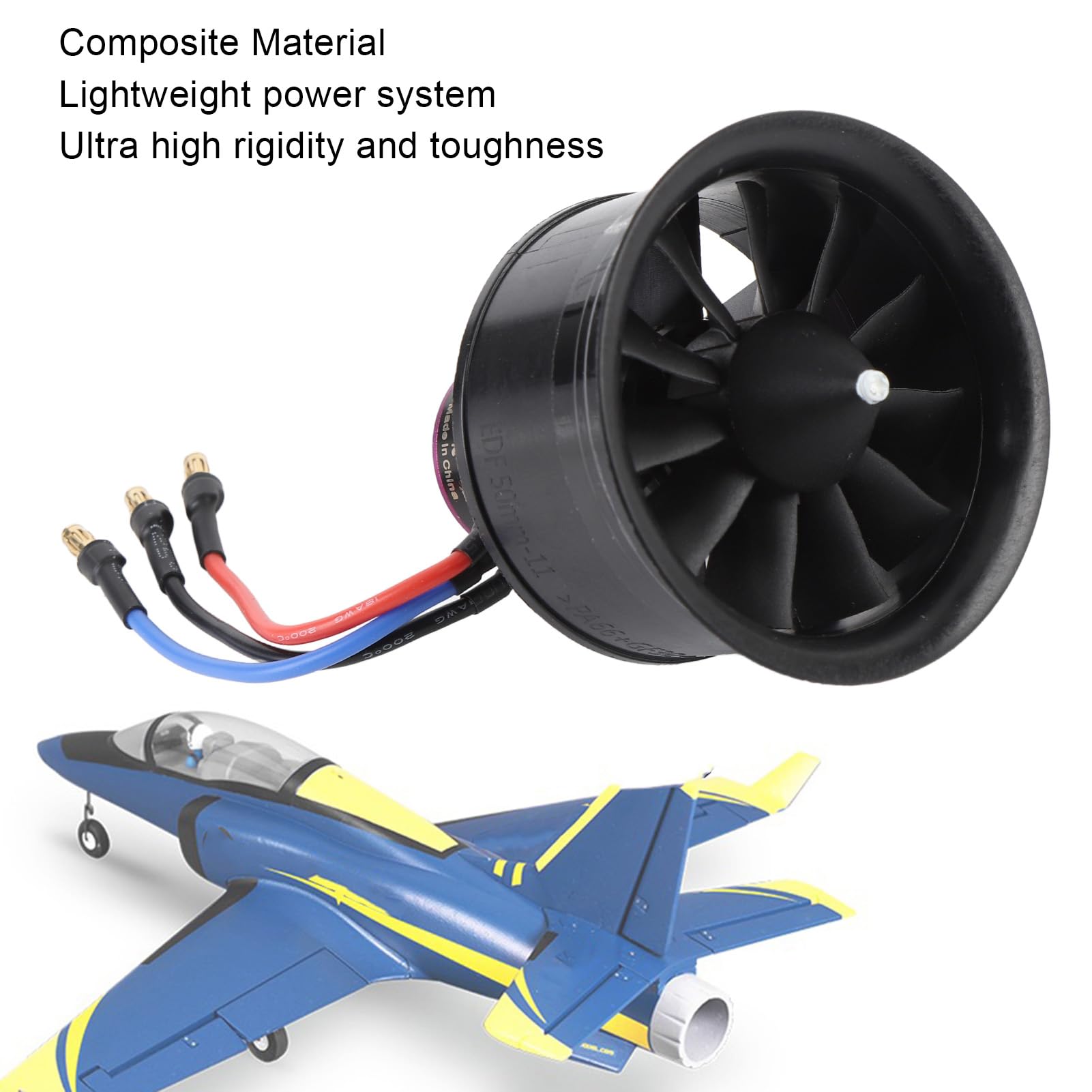 RC Ducted Fan, EDF 50mm 11 Blades Electric Ducted Fan Lightweight Power System Superior Thermal Management 5S 3750KV 21V 41A 1050g Thrust for RC Airplane