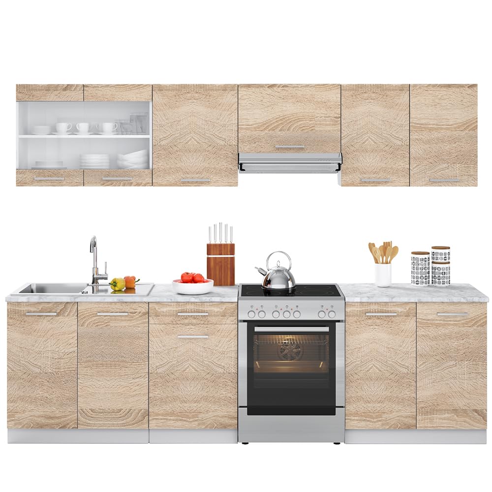 Vicco Mobile da cucina Raul, Sonoma, 270 cm | PL Marmo, con moduli regolabili e piedini ad altezza variabile