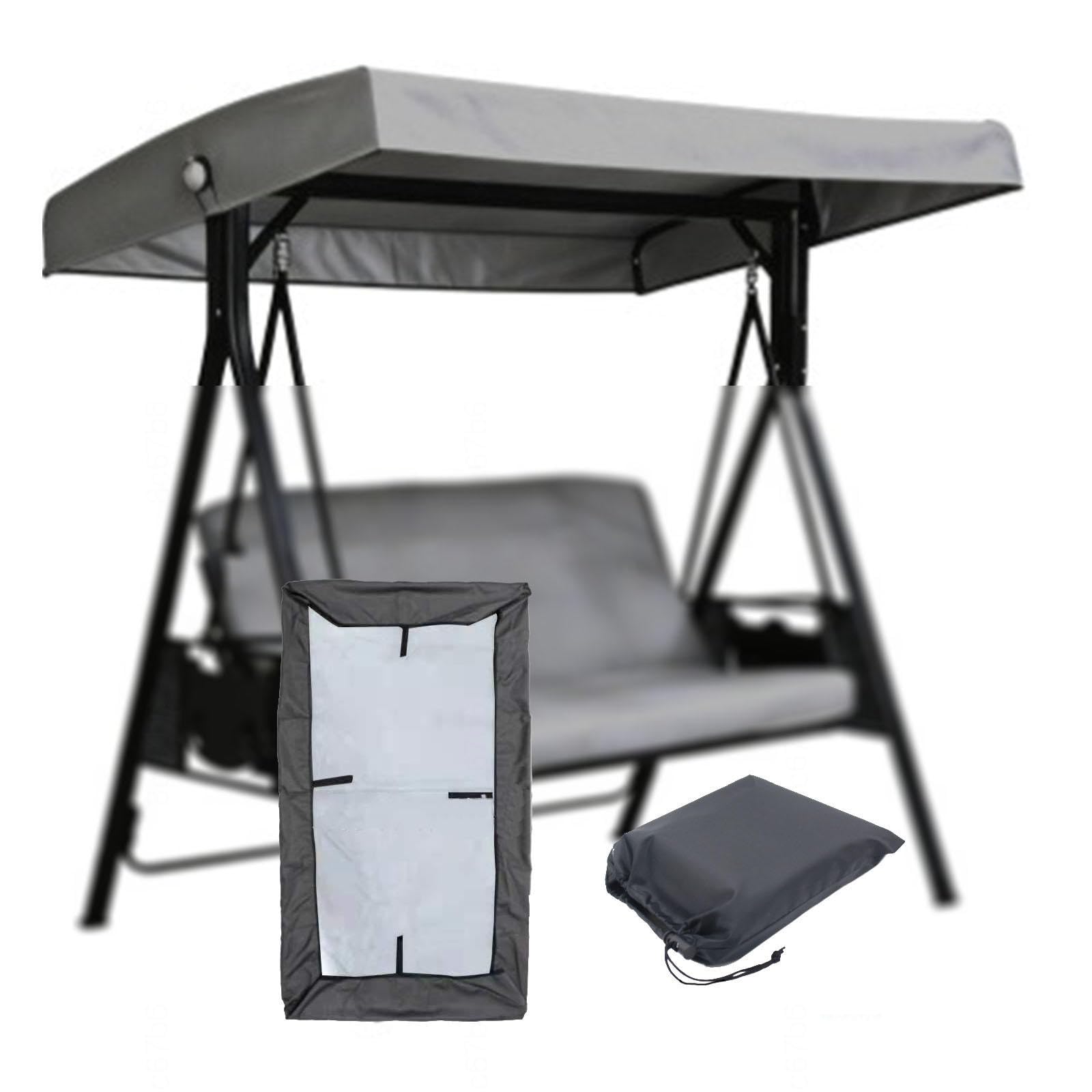 210D Coated Oxford Fabric Swing Canopy 75 X 47 X 7.8 in Waterproof, UV-resistant Porch Swing Canopy for Lawn Garden,DarkGray