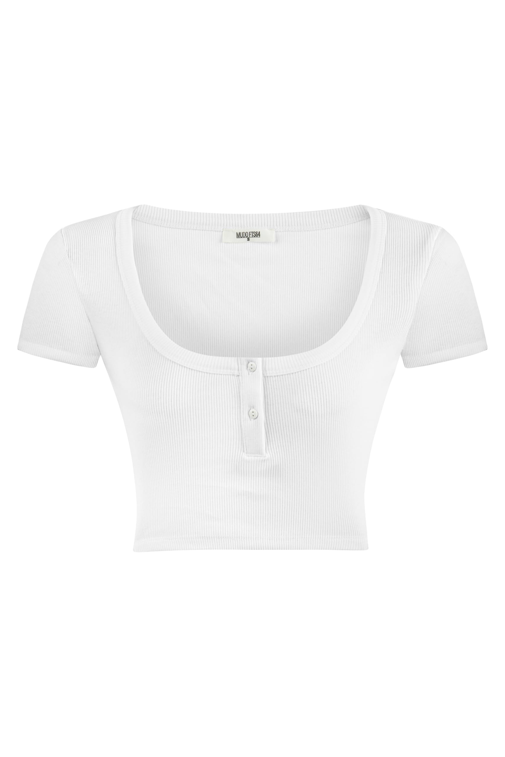 Kadın Beyaz Açık Yaka Crop T-Shirt