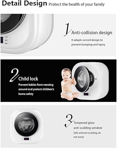 Miniatura 6 de Mini lavadora y secadora de 6.6 lbs, ropa interior de pared calcetines lavadora pequeña máquina de lavandería doméstica, cocción y lavado a alta