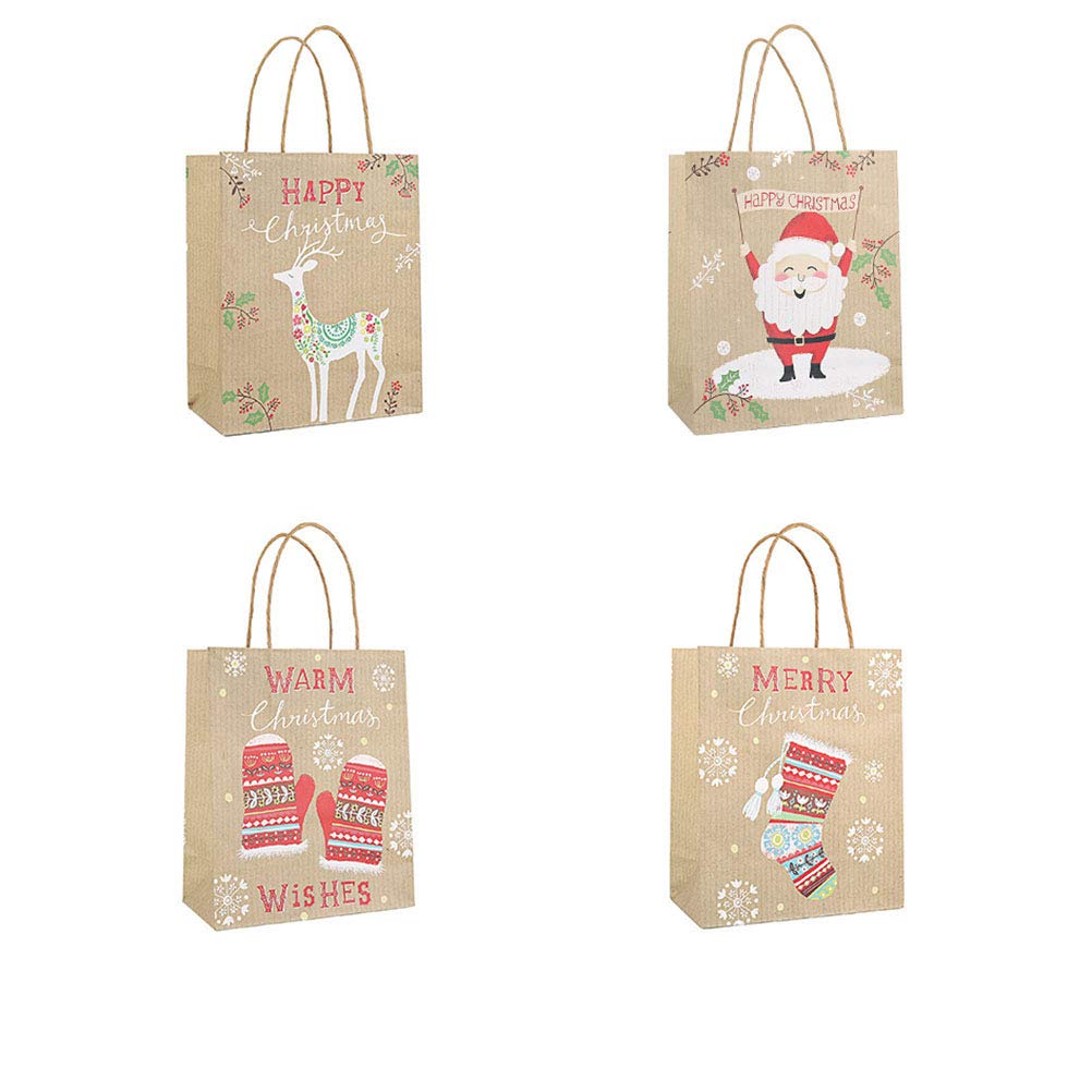 20 Pz Sacchetto in Carta Kraft Decorazione Di Natale Borse Natalizie Borsa Pupazzo Di Neve Borsa Artigianale Natalizia Portatile Sacchetto Di Caramelle
