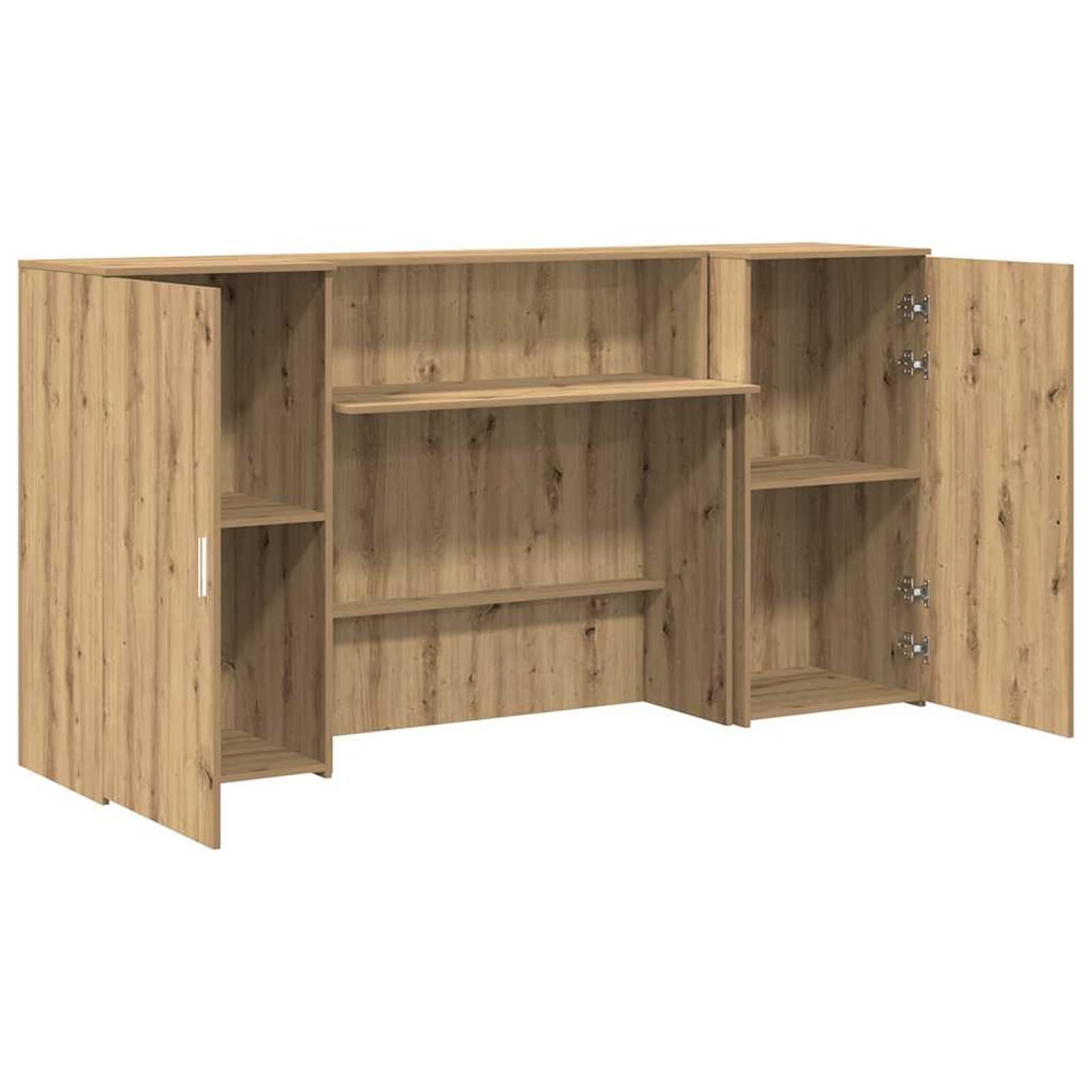Homgoday Banco Reception con Armadietti 200x50x1035 cm Rovere Artigianale - Scrivania per Ufficio con Ampio Spazio di Archiviazione Truciolato Resistente Facile Montaggio