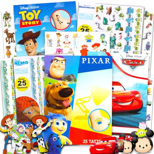 Pixar Disney Party Supplies Set For Kids - Bundle of 125 Temporary Tattoos Party Favors. Featuring Finding Nemo, Disney Cars, Toy Story, and More