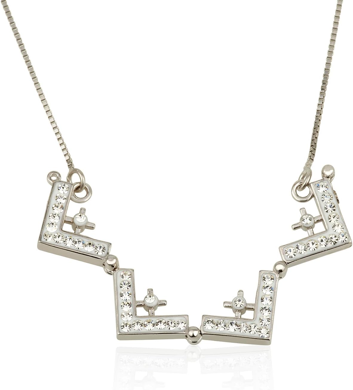 butterfly Jerusalem Cross Necklace, folding necklace. Cross of Jerusalem Pendant, 925 Sterling Silver Necklace with Cubic Zirconia Israeli Made Jewelry Bible Blessings