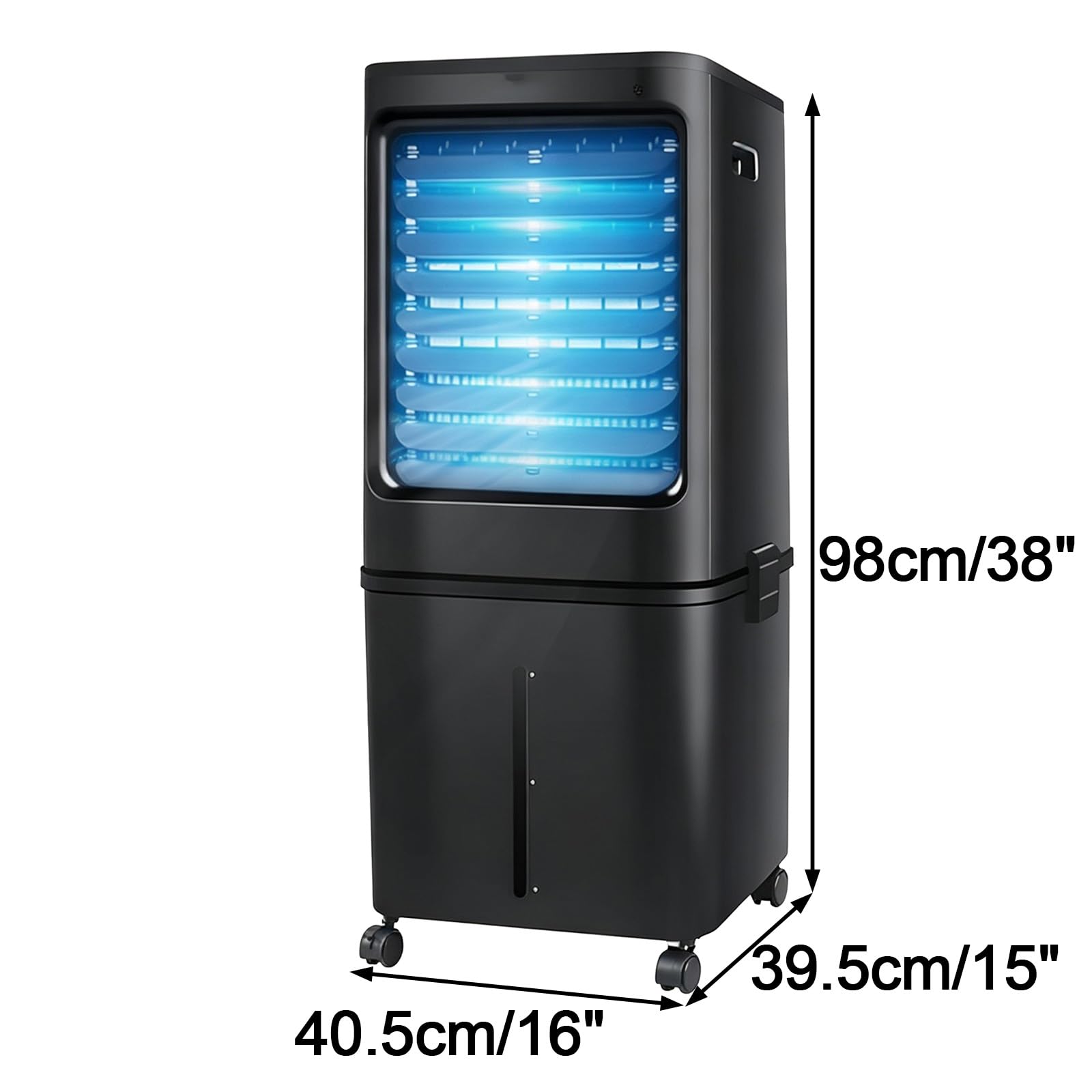 Raffrescatore Evaporativo Portatile con Serbatoio Dell'acqua da 40 L | Design con Riempimento Dall'alto, Timer da 15 ore, Controllo Touch e Telecomando, Nero, per Camera da Letto e Ufficio