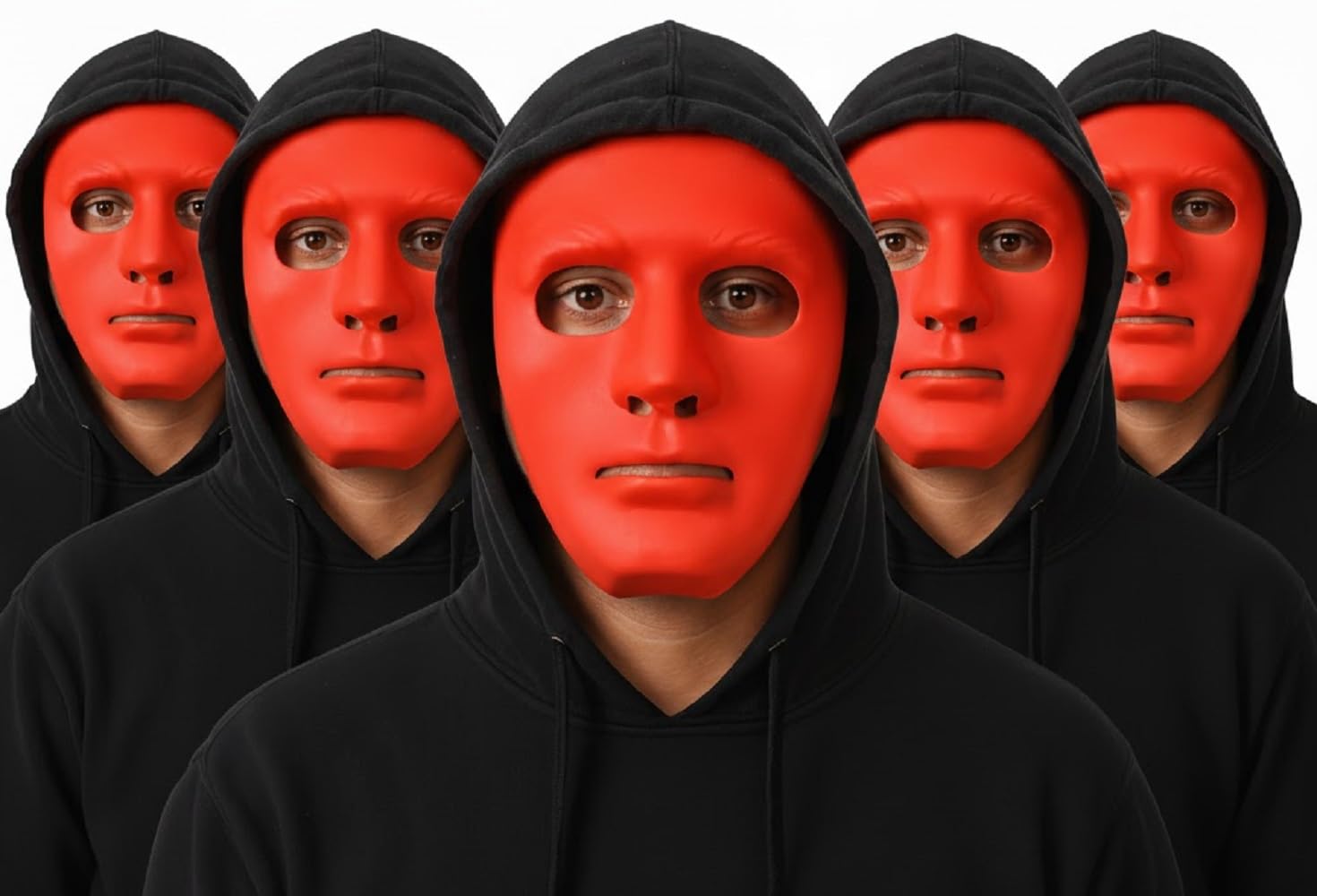 Komonee 5 x Halloween Mask Plain Red Costume Adult Outfit Scary Spooky Horror Party Face Fancy Dress Cosplay For Men Women