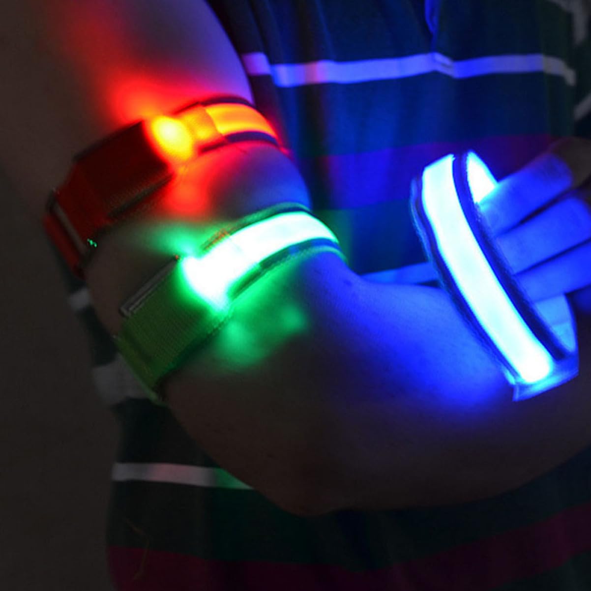 YARNOW Équipement De Course De Nuit en Nylon Ceinture Réfléchissante Bracelets Réfléchissants Bracelet À Claquettes LED Tissu Et