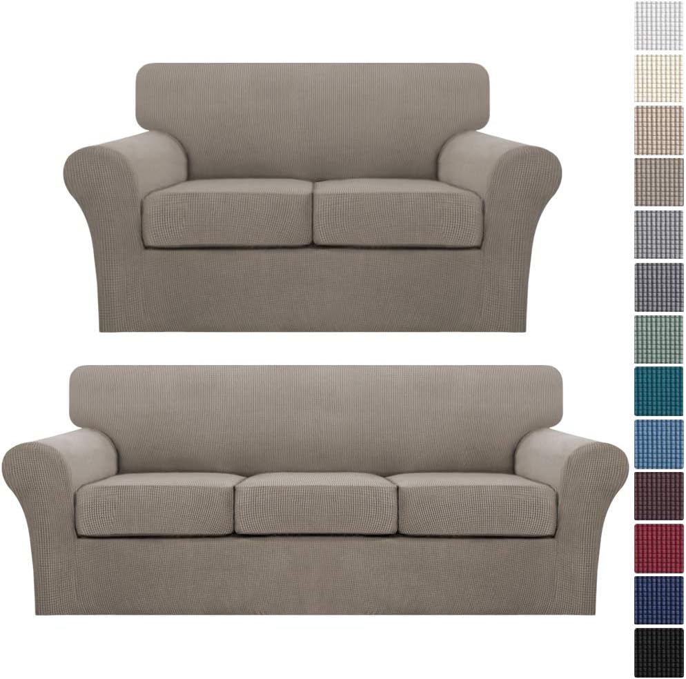 Turquoize Taupe Sofa Cover for 3 Seat Couch Bundle Loveseat