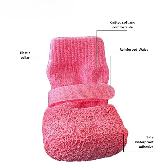 Foto 5 de 8 de MURYE Paquete de 4 cómodos zapatos antideslizantes para perros con doble agarre lateral para lluvia, nieve