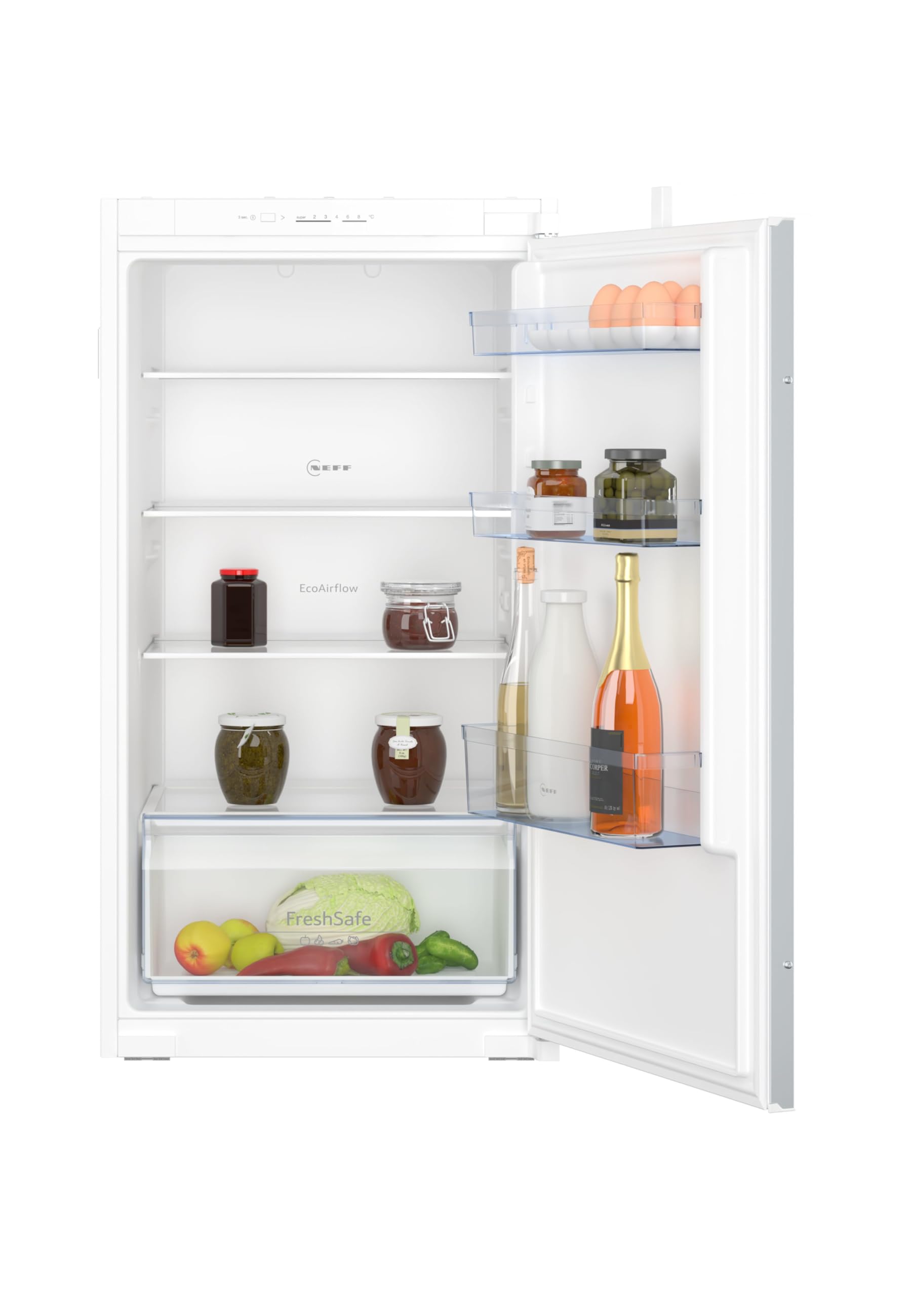Neff KI1311SE0, N 30, Einbaukühlschrank, 102,5 x 56 cm, 165 l Kühlen, Made in Germany, leise, Sicherheitsglas, FreshSafe Schublade, Cool Air Flow für konstante Innentemperatur, Schleppscharnier