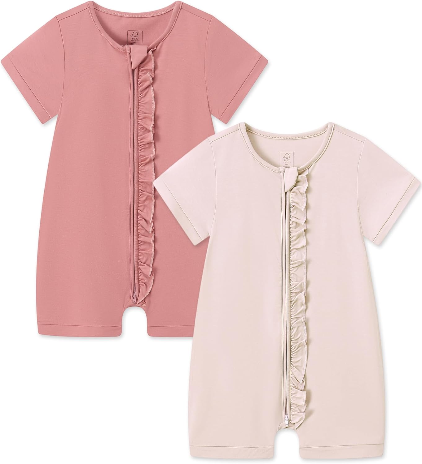JunNeng Rayon Viscose from Bamboo Baby Zipper Romper,Soft Jumpsuit Short Sleeve One Piece Coverall for Boy Girl