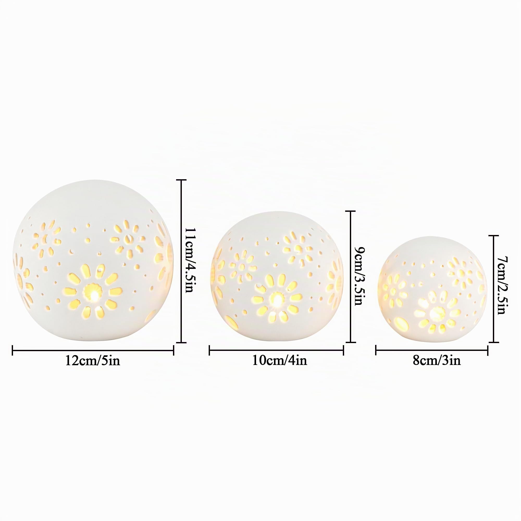 JHY DESIGN Set da 3 lampade in ceramica con luce LED per camera da letto, scrivania, soggiorno