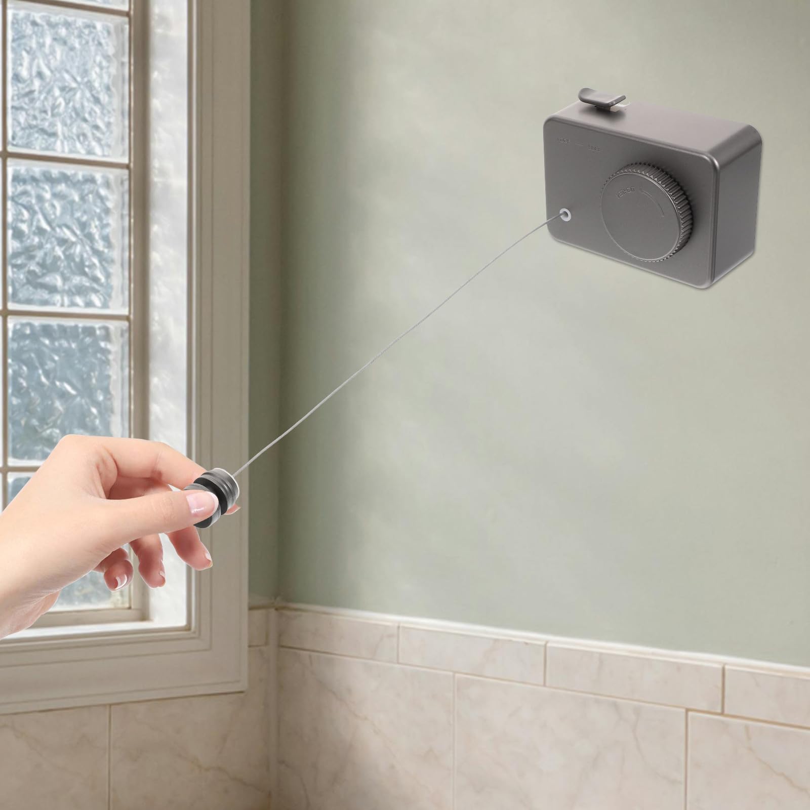 SUPVOX Filo per Stendere la Biancheria Retrattile da Interno Installazione senza Fori, Corda Regolabile Fino a 4,28 M in Materiale Resistente, Stendibiancheria Pratico per Balcone e