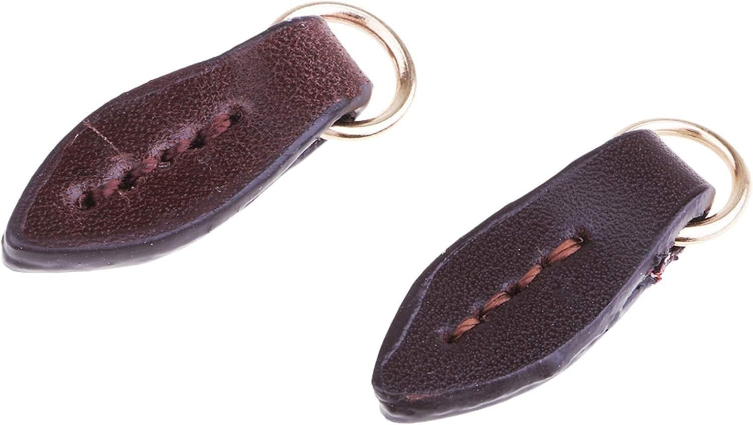 Zipper Pull, 2Pcs Leather Zip Puller Replacement Sewing Fastener Slider for Accessories(Coffee)