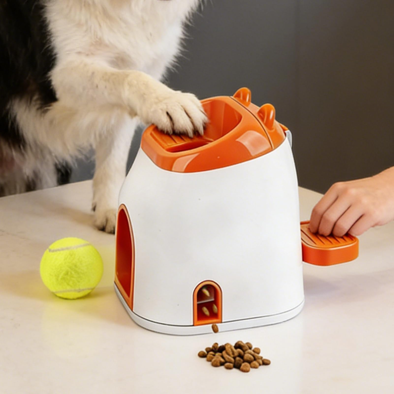 Lanzador De Bolas Juego De Entrenamiento Interactivo | Juguete Para Lanzar Y Buscar Con Dispensador De Premios Para Mascotas En Hogar Parque Jardin Y Exteriores