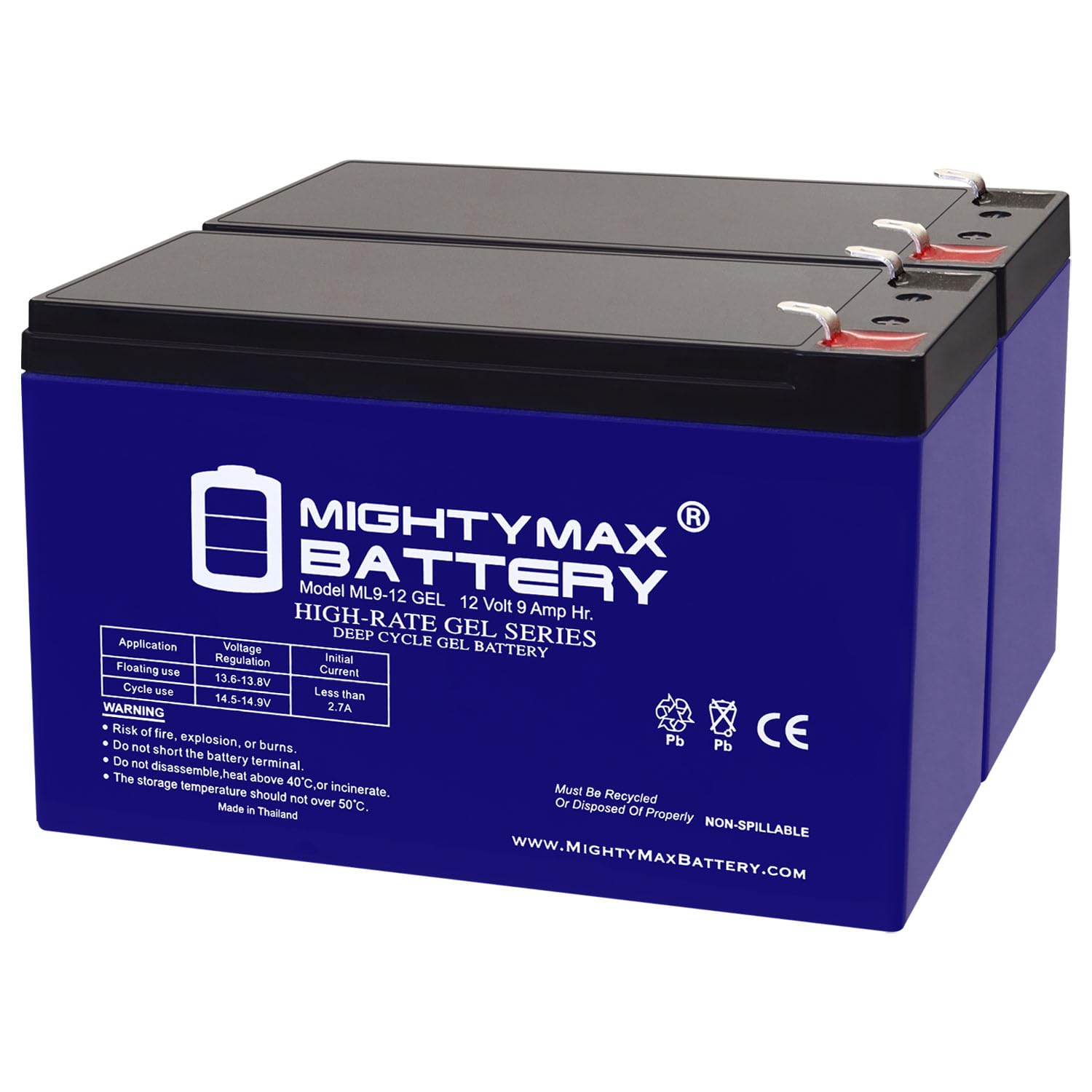Mighty Max Battery12V 9AH Gel F2 Replacement Battery Compatible with All-O-Matic SL-100-DC Sliding Gate - 2 Pack
