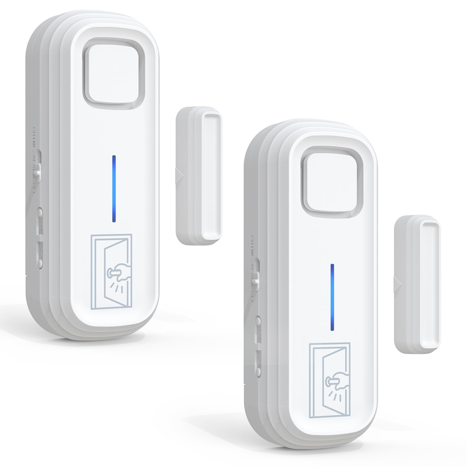 SANJIE Door Alarms When Opened with Instant & Delayed Alerts 30s/1min/2min/4min,2-in-1 Alarms/Chimes Door Alarm Sensor Chime for Home Store Office Security When Opens, Fridge Alarm with 0-120dB,2 PACK