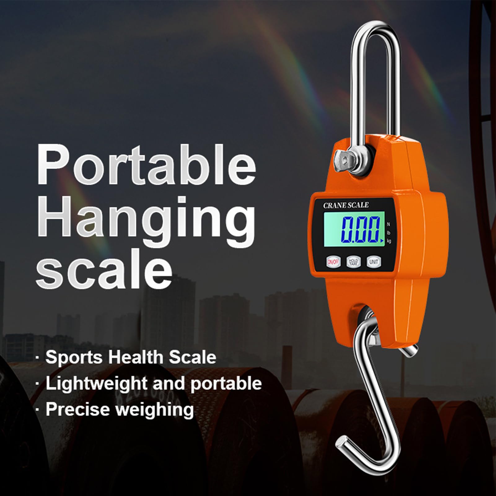 Fockety Bilancia elettronica a gru, bilancia digitale sospesa da 1102 libbre con display LCD, unità di misura selezionabile Kg/lb/N, per spedizioni, agricoltura, viaggi, bagagli, pesca