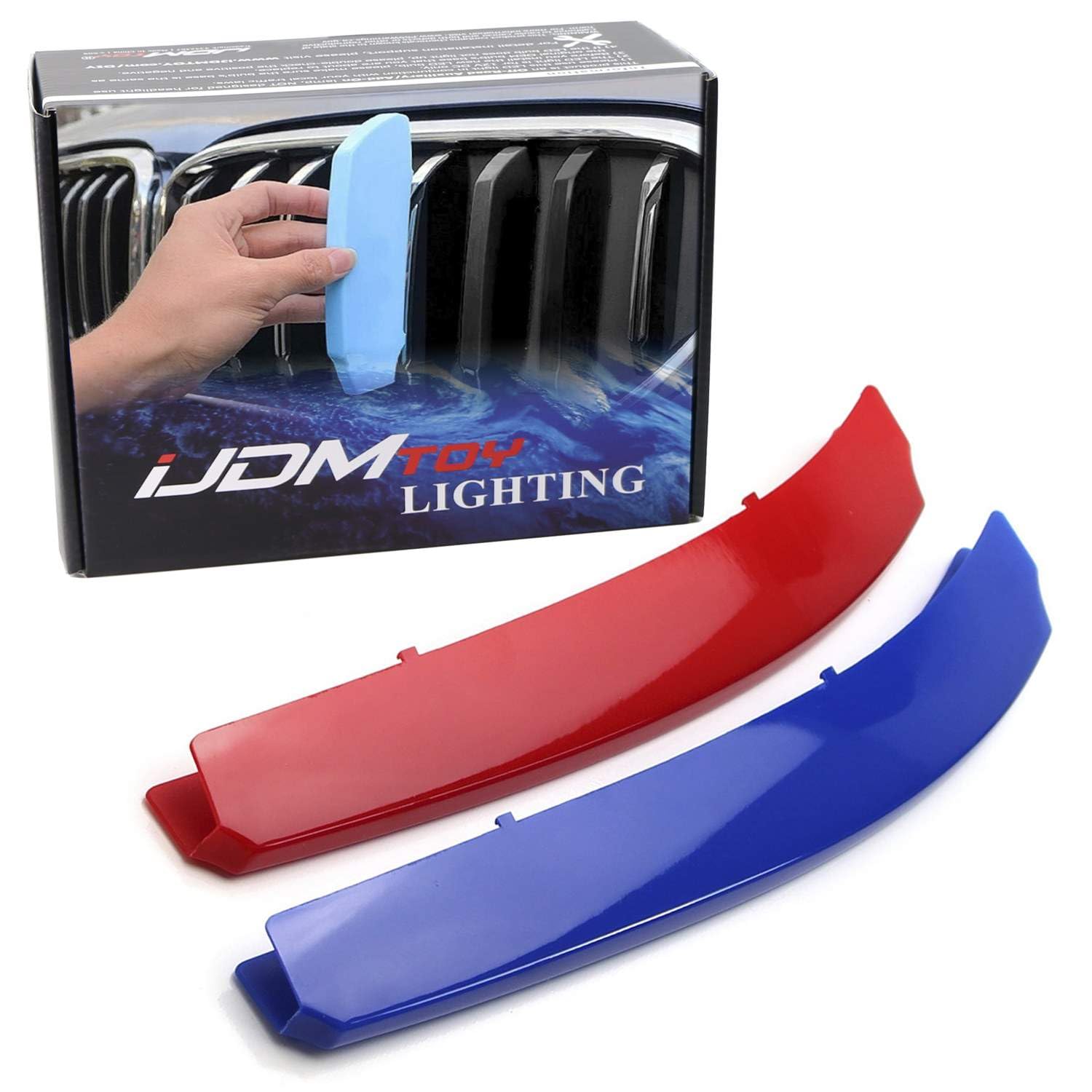 Iconic 3-Color Grille Insert Trims Compatible with 2013 2014 2015 F01/F02 7 Series 740i 740Li 750i 750Li etc with 9 Standard Grille Beams