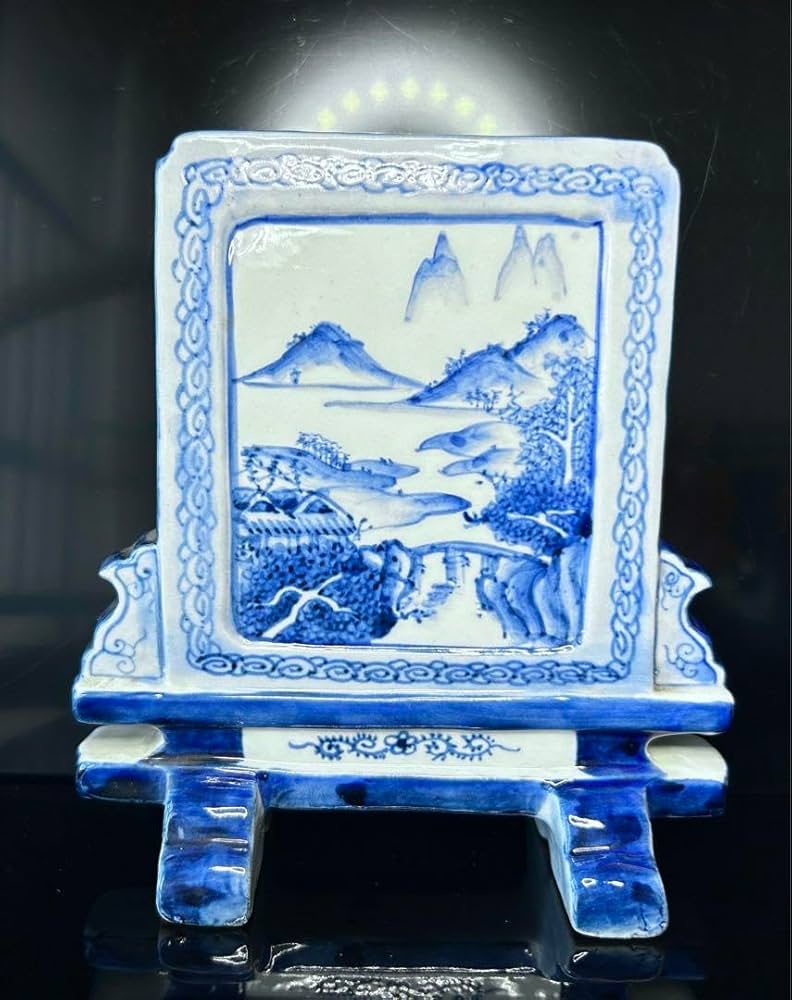 硯　陶器製　中国製　染付　書道 陶硯 硯 染付 書道具 中国 ア12-30 - メルカリ