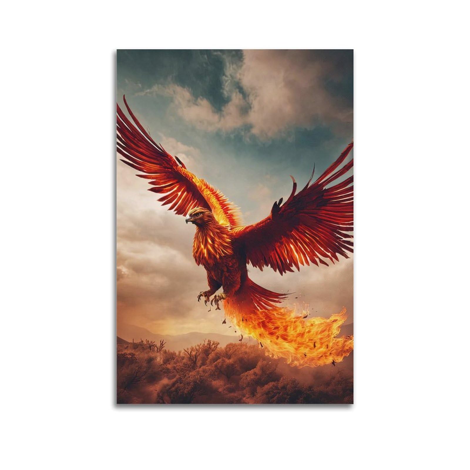 WPHSFX Bird Posters Majestic Phoenix Poster Decorative Painting Canvas Wall Posters And Art Picture Print Modern Family Bedroom Decor Posters 20x30inch(50x75cm)