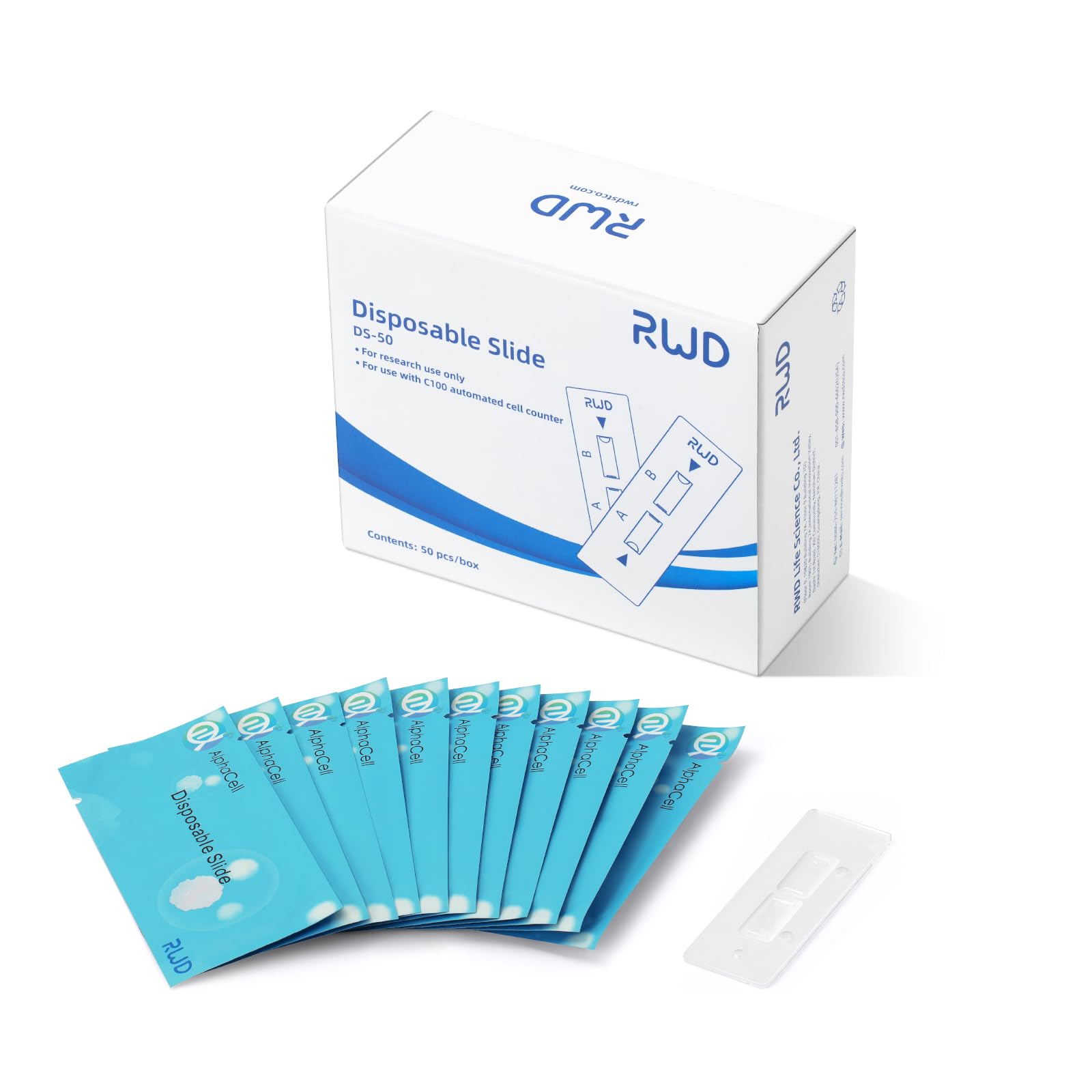 ヒコーキ 50 RWD DS-50 High Precision Hemocytometer, Disposable Cell Counter