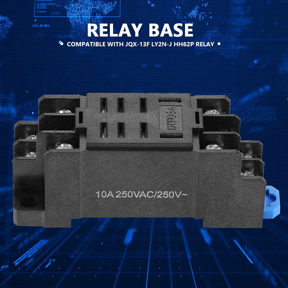 Zócalo de Base de Relé 8 Pines Zócalo de Base de Relé de Potencia para Relé de Tiempo JQX-13F LY2N-J HH62P