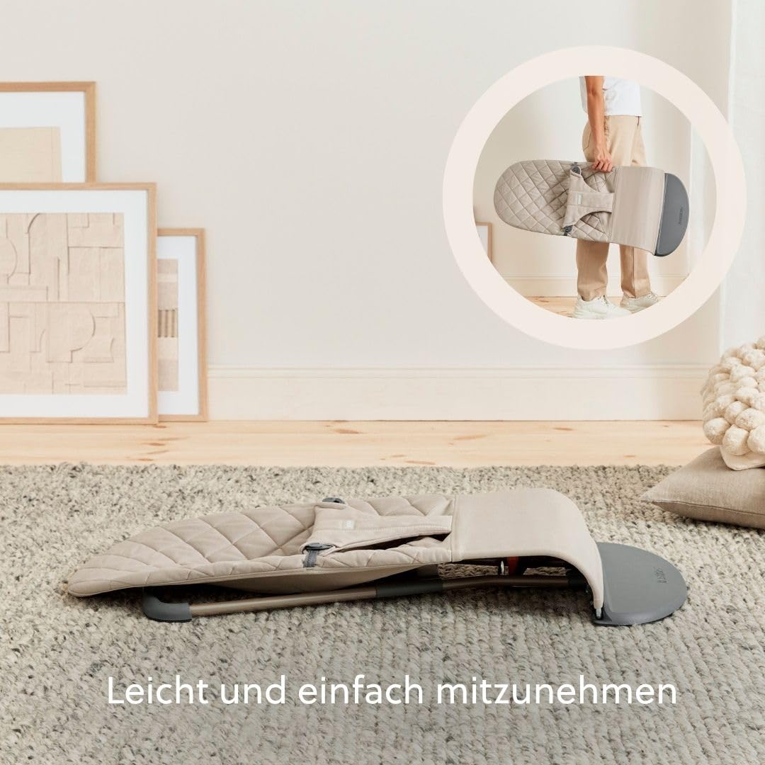 BabyBjörn Babywippe Bliss, Gewebt, Klassische Steppung, Sandgrau