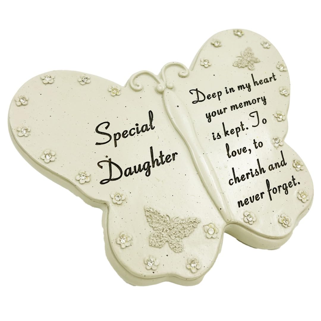 Angraves Multicolor Special Daughter Diamante Butterfly Graveside Grave Memorial Plaque Ornament