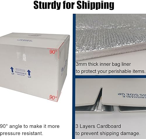 Miniatura 4 de ROTCH Thermo Chill - Cartones de doble aislamiento con forro de espuma de aluminio, paquete de 4 unidades de 15 x 10 x 11 pulgadas, pequeña caja